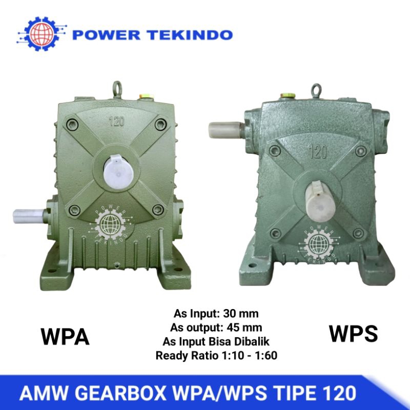 Jual AMW Gearbox WPA 120 / WPS 120 Ratio 10-60 Lengkap Worm Gear Speed ...