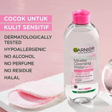 GARNIER Micellar Water Pink Skin Care 400ml Skincare Cleansing Pembersih Wajah Make Up