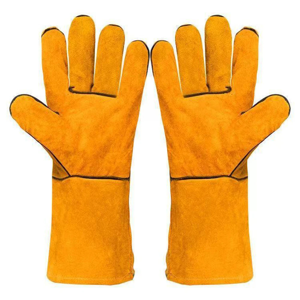 Welding Leather Work Gloves Stretchable Wrist Tough Cowhide Insulating