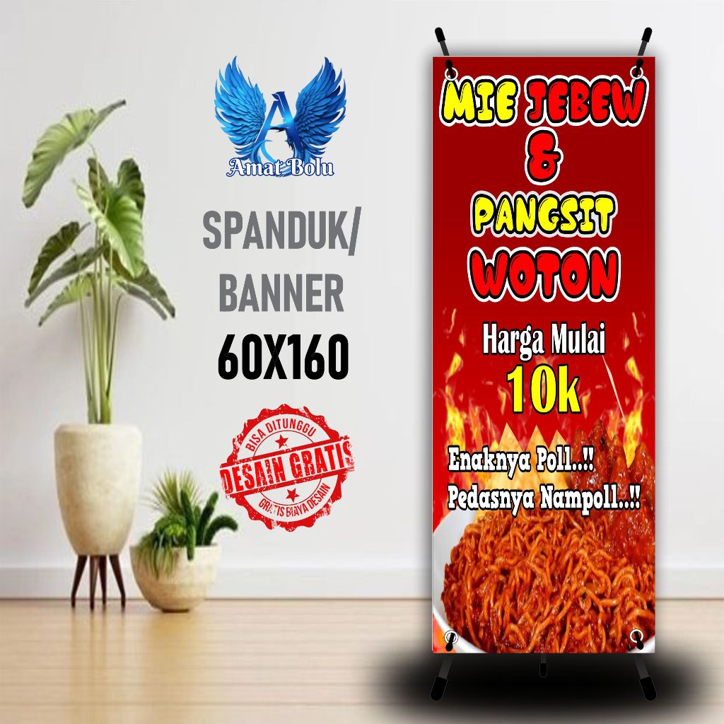 Jual Cetak Banner Cetak Spanduk Mie Jebew And Pangsit Woton Ukuran 60x160