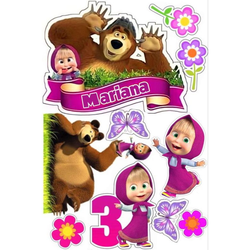 Jual Cetak Topper Masha And The Bear, Topper Kue Ultah Murah | Shopee