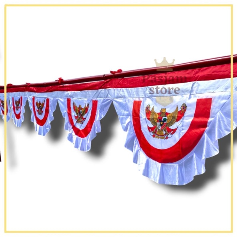 Jual Bendera Merah Putih Background Garuda Jadul Rumbai 10 Gelombang ...