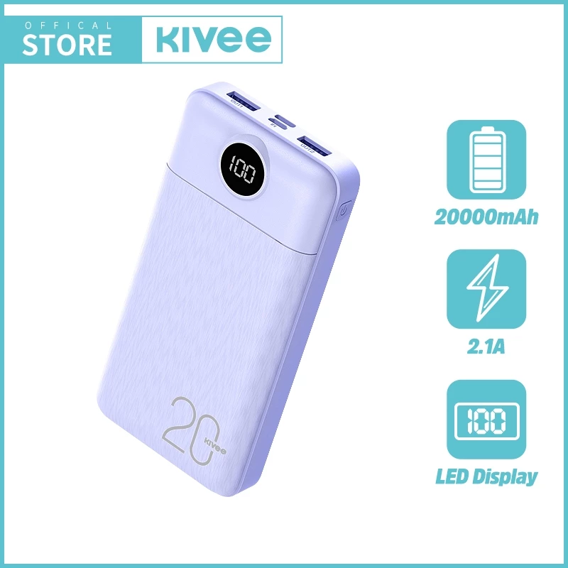 KIVEE PowerBank 20000 mAh PT126 Ungu MAX Dual Output Dual Input Original Official warranty 1 year