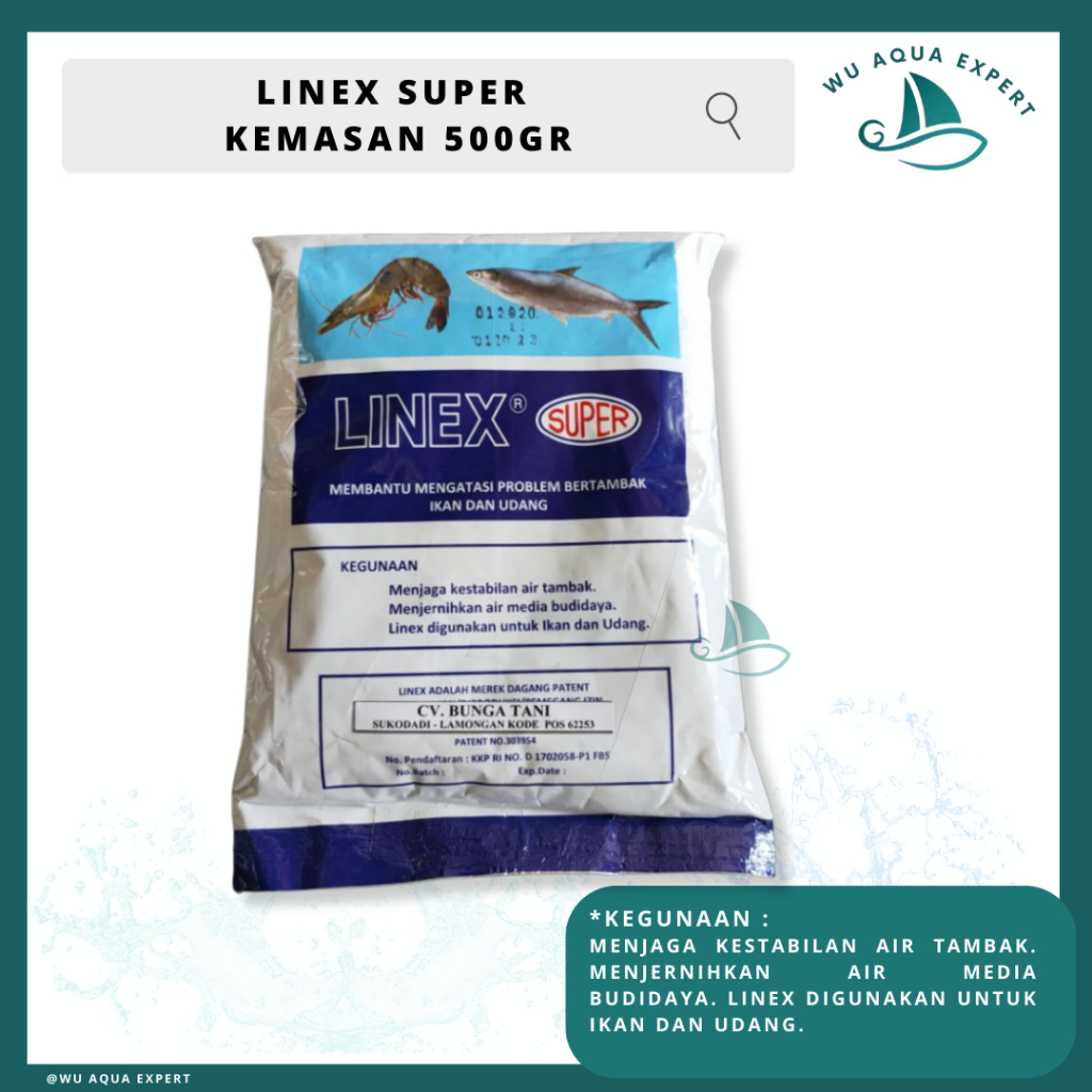 Jual LINEX SUPER LODAN 500 GR UNTUK IKAN & UDANG MNEJERNIHKAN ...