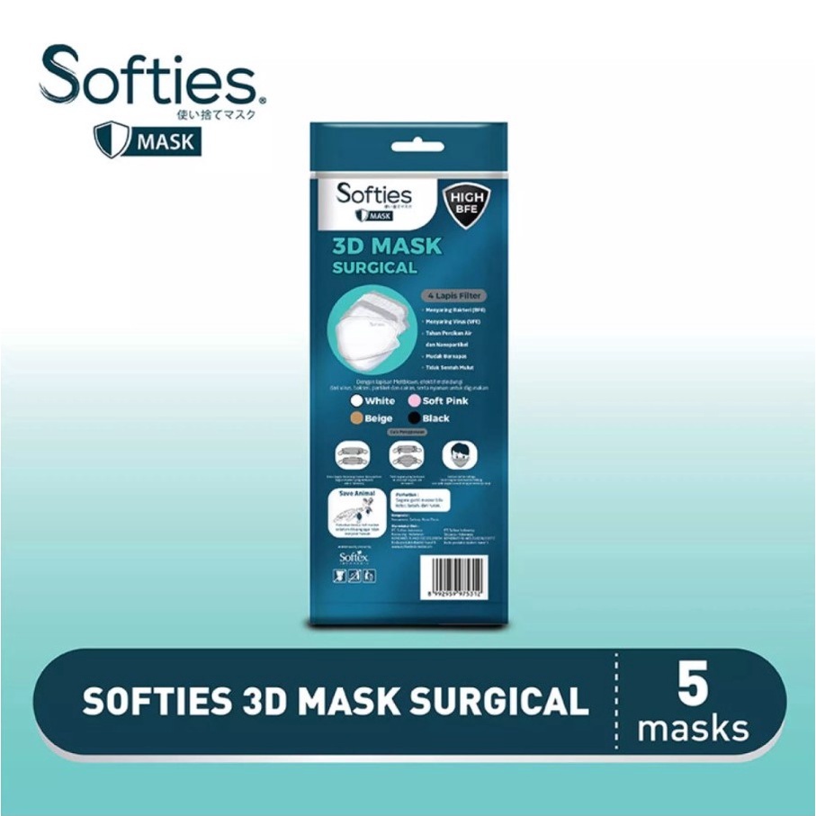 Jual Softies 3D Surgical Mask SACHET isi 5pcs Model KF94 Masker Medis ...