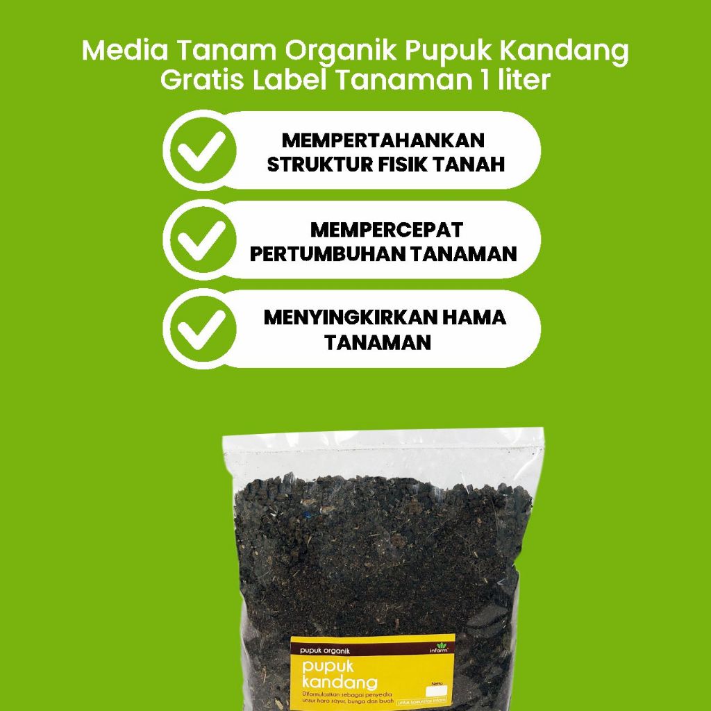 Jual Media Tanam Organik Pupuk Kandang Gratis Label Tanaman 1 liter ...