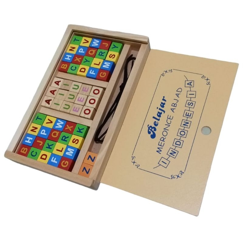 Jual Mainan Edukasi Anak Balok Ronce Kayu Huruf Alfabet | Shopee Indonesia