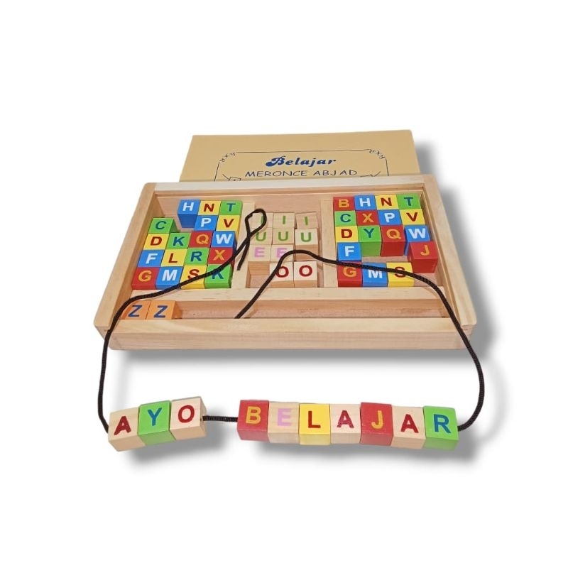 Jual Mainan Edukasi Anak Balok Ronce Kayu Huruf Alfabet | Shopee Indonesia