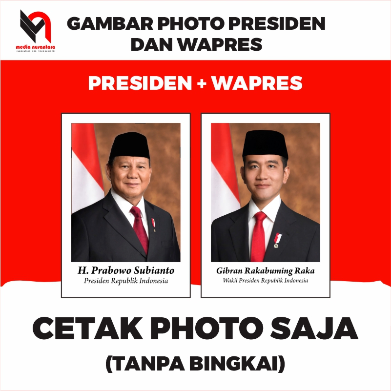 Jual POSTER Foto Presiden dan Wakil Presiden 2024 Prabowo Gibran 21x30