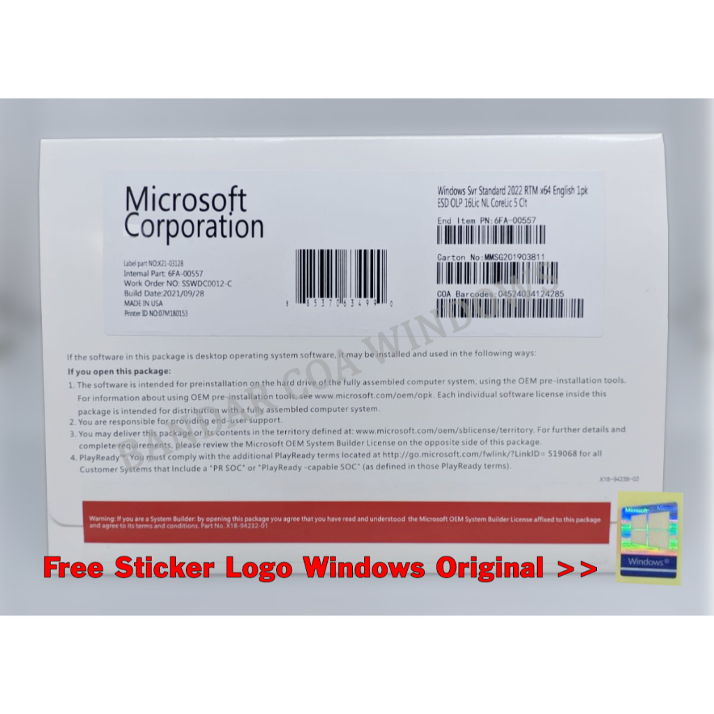 Jual Windows Server 2022 Standard - Full Pack 64 Bit Original TERJAMIN ...