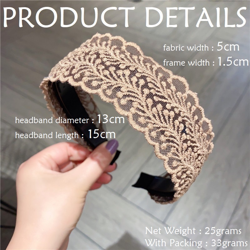 Jual Bando Brokat Bandana Lebar 5cm Brunch Premium Korean Headband Wide ...
