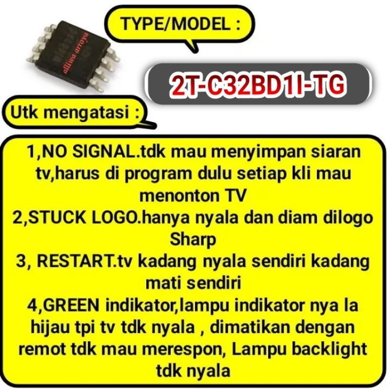 Jual IC eprom Sharp 2T-C32BD1I TG ic memori sharp tipe 2T-C32BD11 ...