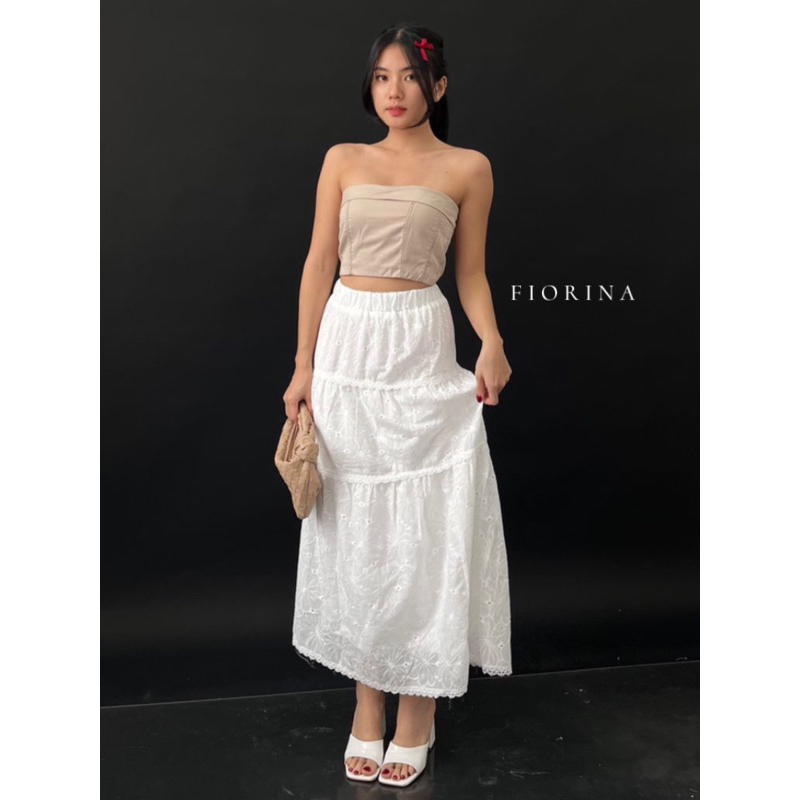 Jual FIORINA - Long Skirt | Rok Aesthetic | Rok panjang | Rok Putih ...