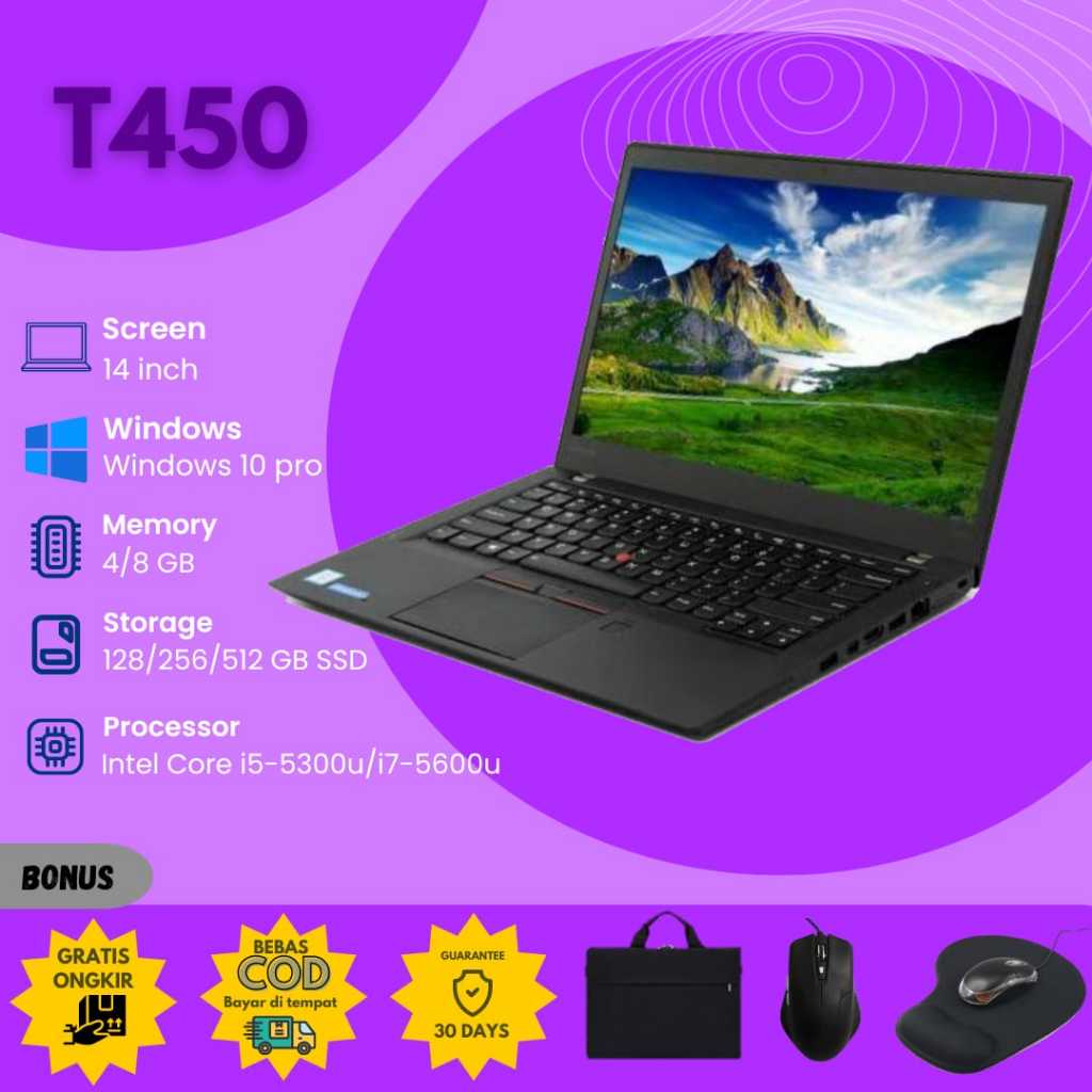 Jual Laptop Lenovo Thinkpad T430 T440 T450 T460 T470 T480 T490 Core I5 Layar 14 Inch Core I5 9747