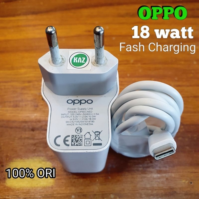 Charger Oppo 18watt Fast Charging Copotan HP Original 100% A32 A33 A52 A53s  A53 2020 A54 A55 A72 A93 A92s A92 Fast Charging Type C Asli