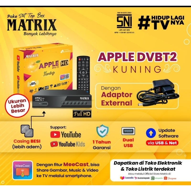 Jual STB Set top box Matrix KUNING chipset Sunplus yutube lancar ...