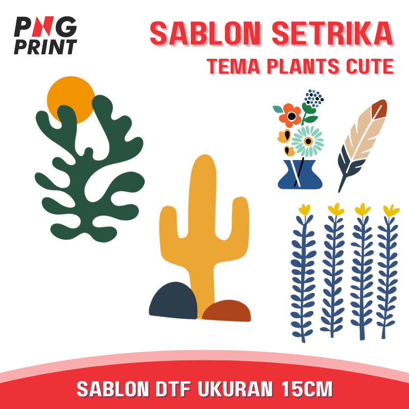 Jual SABLON SETRIKA - sablon DTF press setrika TEMA PLANTS CUTE ...