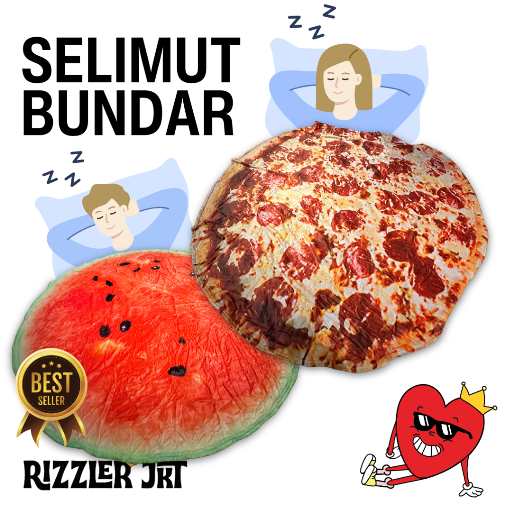 Jual Rizzler Selimut Fleece Premium Halus & Hangat Pizza - Semangka ...