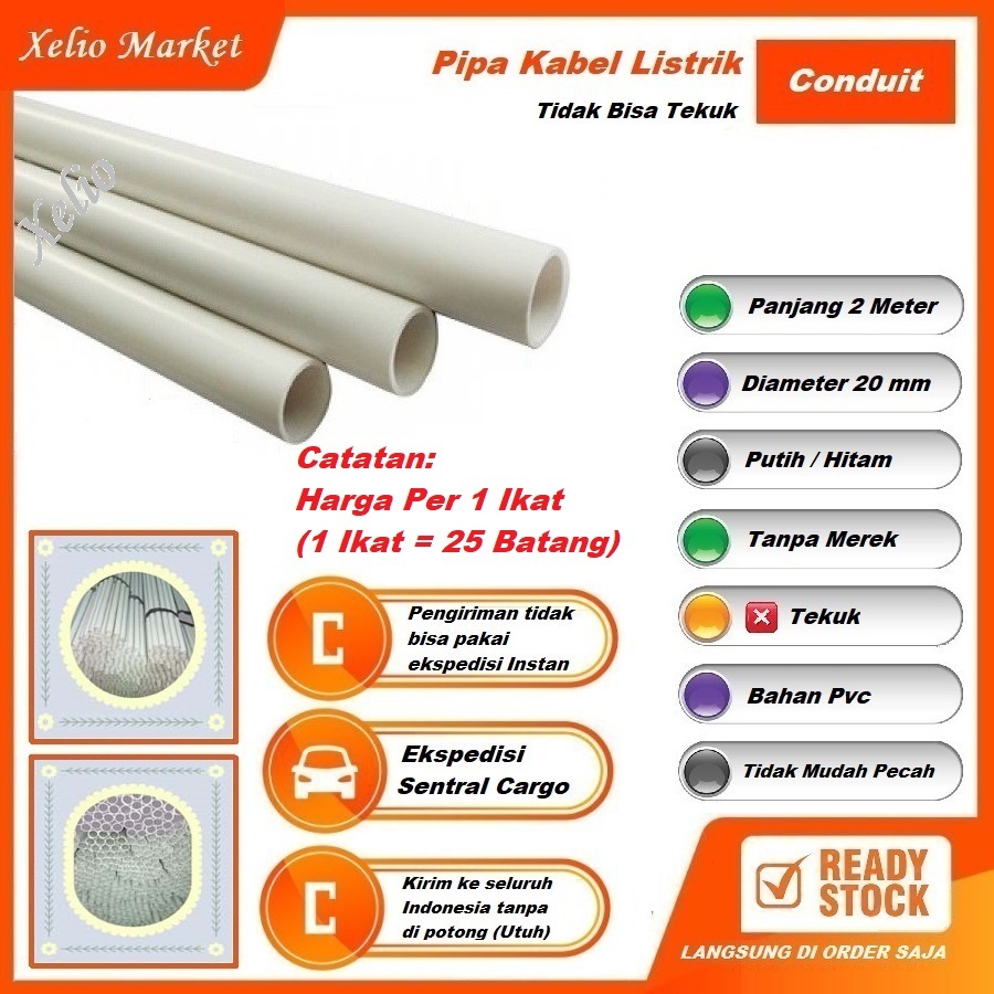 Jual Pipa Conduit / Pipa Kabel Listrik 20mm | Shopee Indonesia