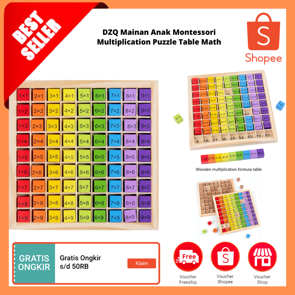 Jual Mainan Anak Montessori Multiplication Puzzle Table Math / Mainan ...