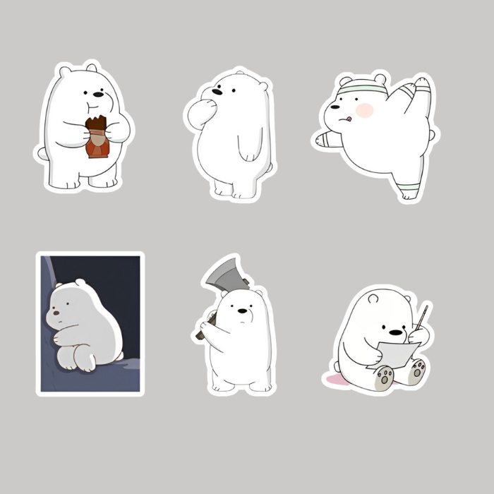 Jual We Bare Bears Baby Ice bear Vinyl Sticker (6 PCS) WaterProof and ...