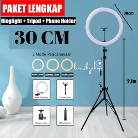 Ring Light 26cm 30cm Tripod 2.1 Cm Paket Komplit Vloger Make Up Live DIBA OLSHOP