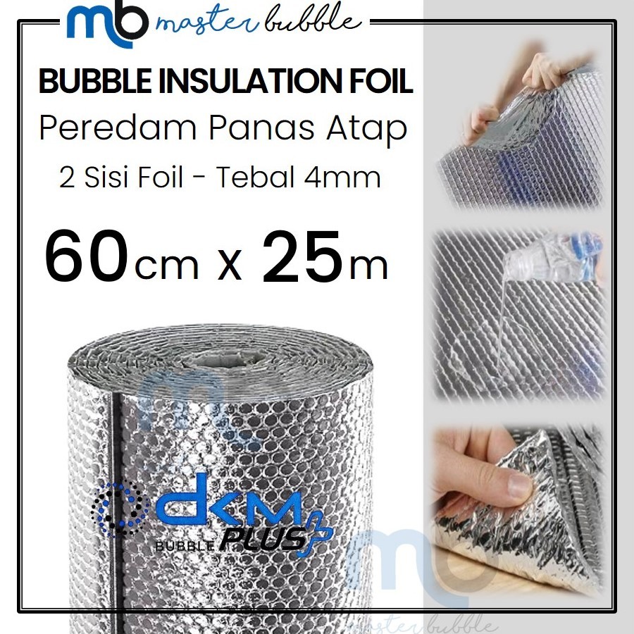 Jual Bubble Alumunium Foil Roll 30cm 40cm 50cm 60cm 70cm 80cm 90cm X 25meter X 4mm Peredam Panas