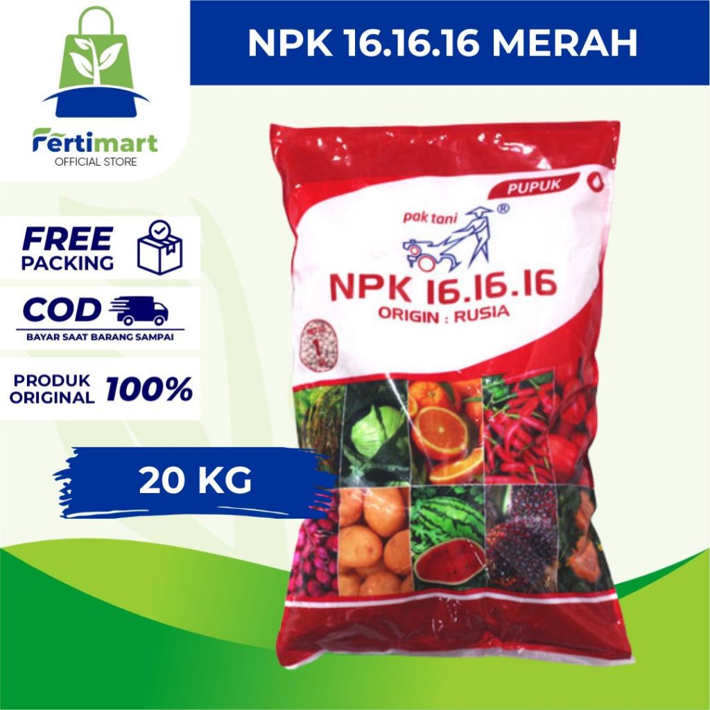 Jual Fertimart - Pupuk NPK 16-16-16 Merah Pak Tani 20 kg | Shopee Indonesia
