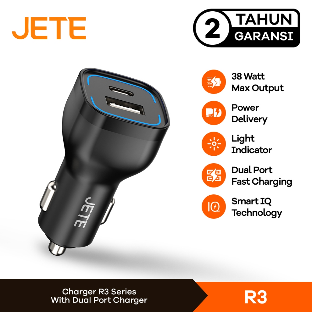 JETE R3 charger mobil 38W dual port