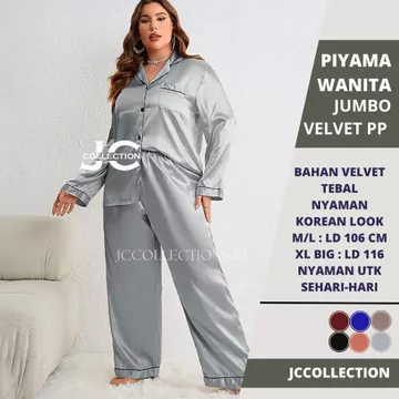 Piyama Wanita Jumbo Satin Pajamas Big Size PP JCCollections