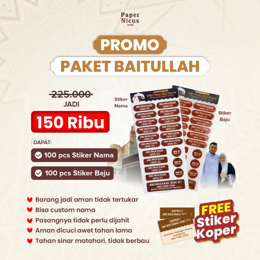 Jual Stiker Nama Label Baju Umrah Haji Custom Label Stiker Umroh ...