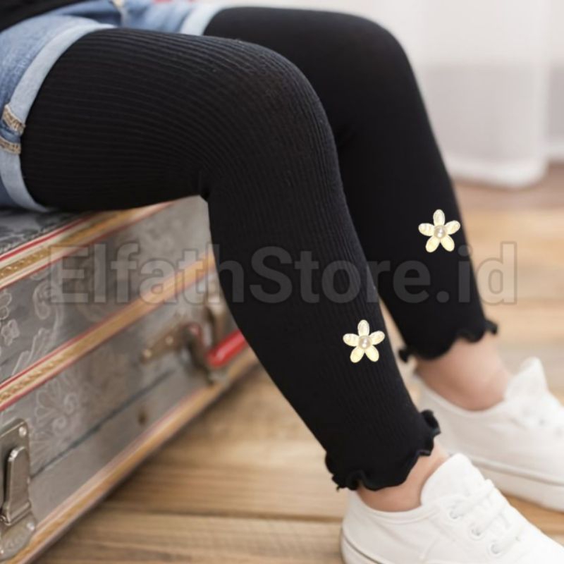Lb - Legging Bunga Rib Premium Usia 0-7 Tahun Anak - foto 2