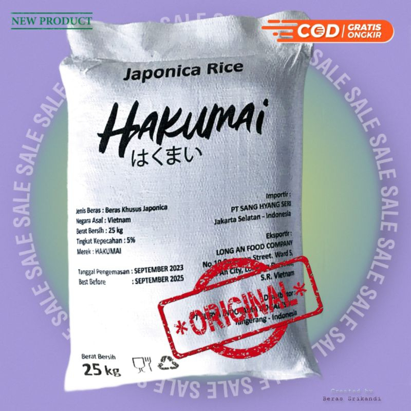 Jual Beras jepang - Japonica rice Hakumai Repack 1Kg | Shopee Indonesia