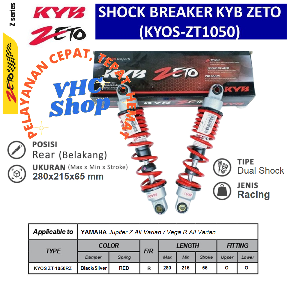 Jual SHOCK ABSORBER / BREAKER merk KAYABA ZETO type KYOS ZT 1050 motor ...