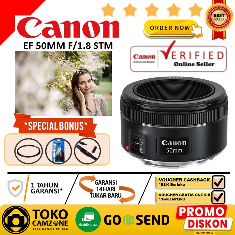 LENSA CANON EF 50MM STM FIX LENS AUTO FOCUS LENSA KAMERA DSLR  GARANSI RESMI ORIGINAL 100%