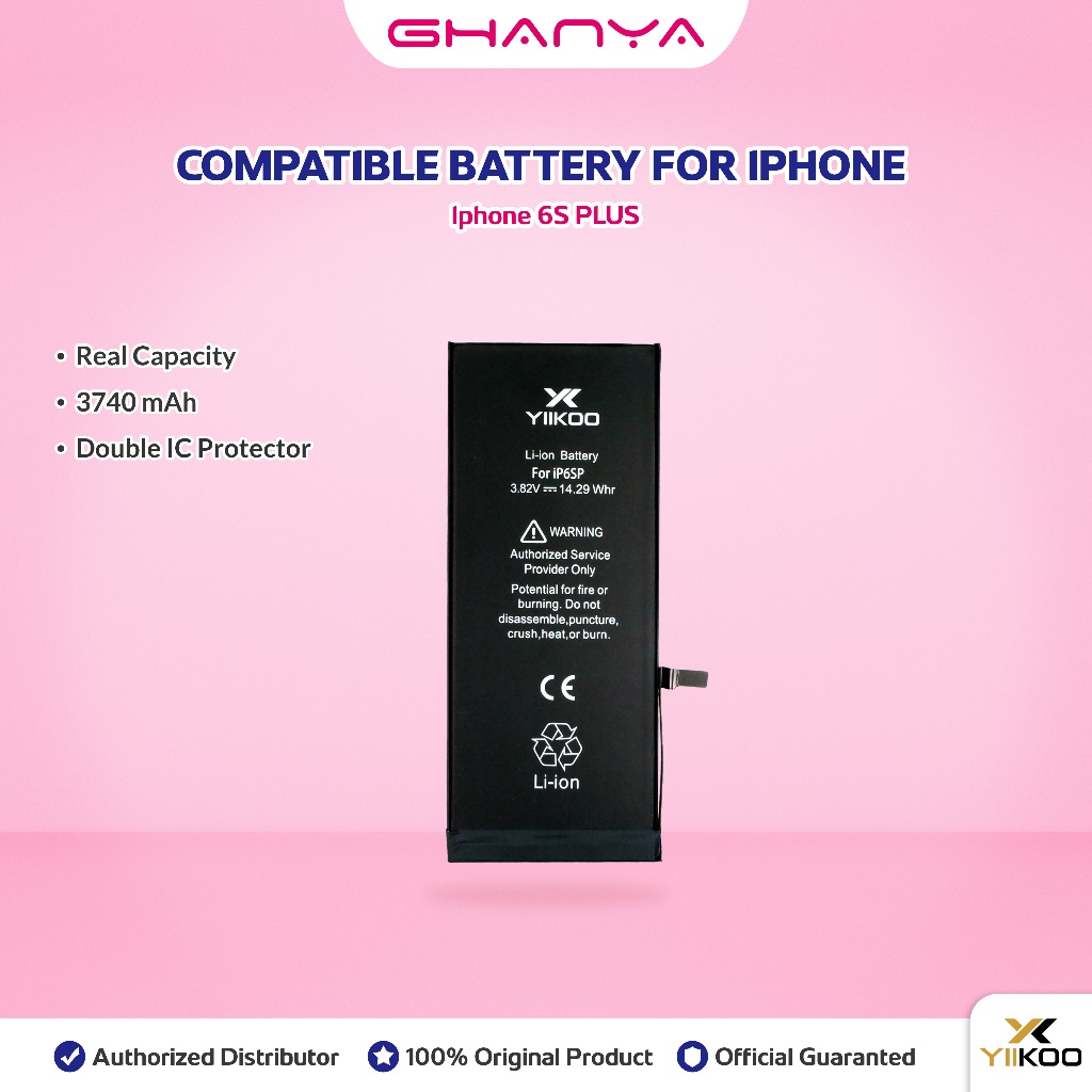 YIIKOO Baterai Iphone 6S PLUS 6S+ Batre Batrai Battery Dual IC Protection  Double Power Original Apple Ip Ori Original High Capacity HP Handphone