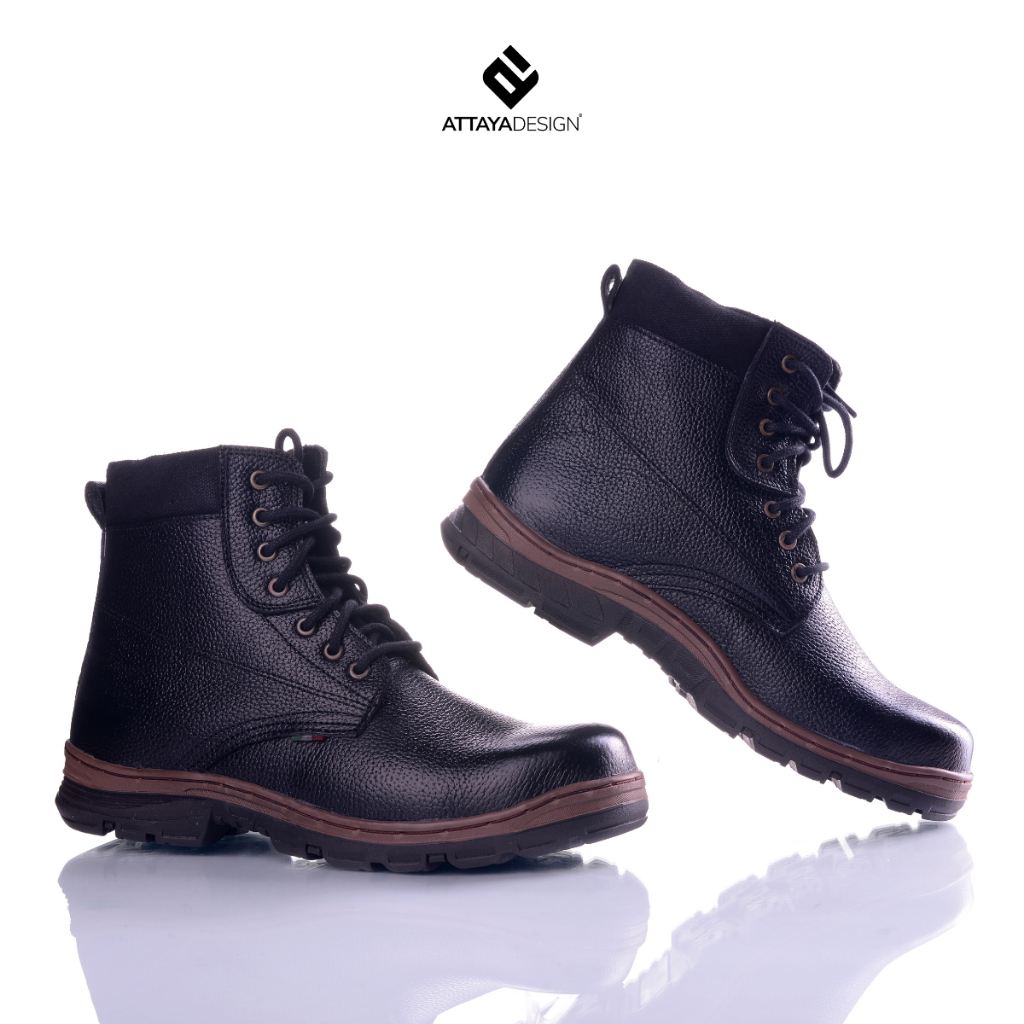 Jual Attaya Design Sepatu Safety Boots Pria Branded Kulit Asli Berkualitas Terbaik Model Sbtst