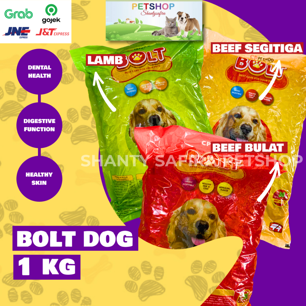 Jual MAKANAN ANJING BOLT DOG FOOD 1KG / BEEF / LAMB | Shopee Indonesia