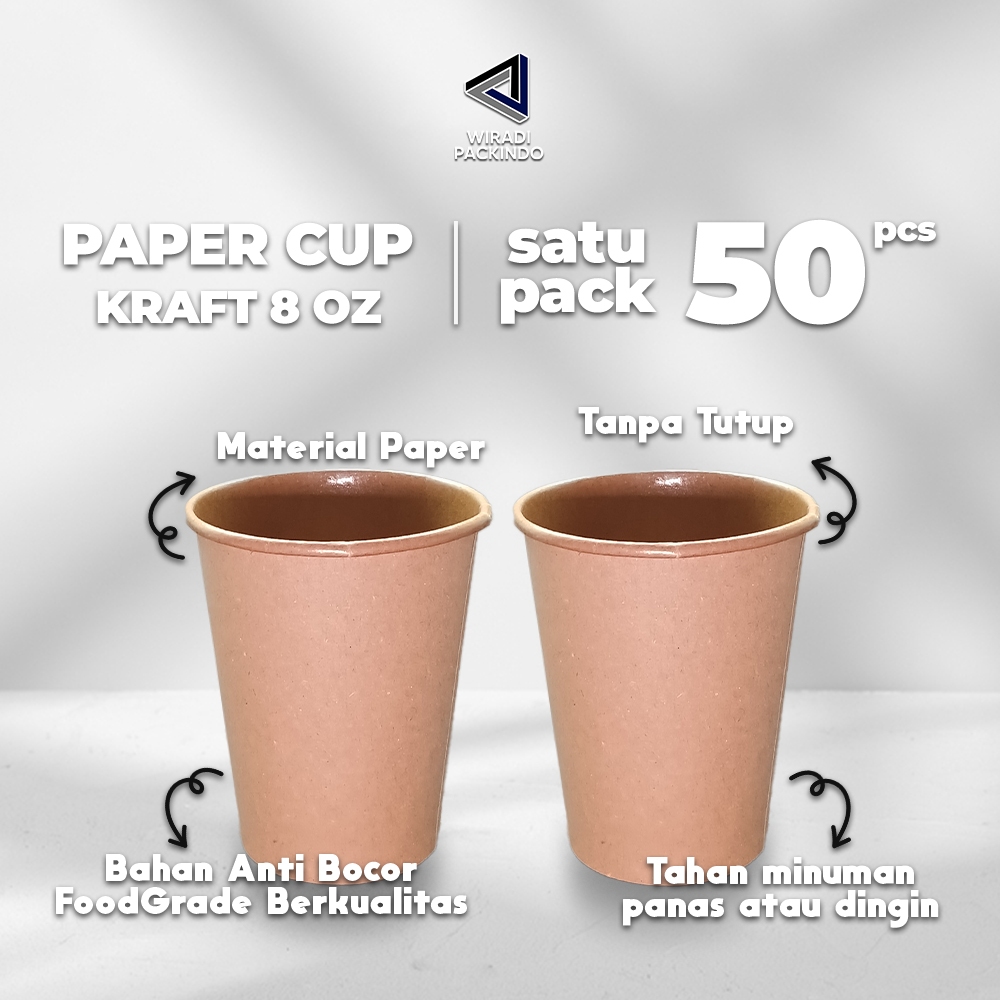 Jual Paper cup polos 8 Oz / Gelas kertas kopi 80z / cup tahan panas ...
