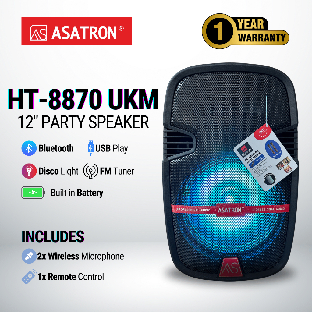 Jual Asatron HT-8870 UKM 12 Inch Bluetooth Party Speaker | Shopee Indonesia