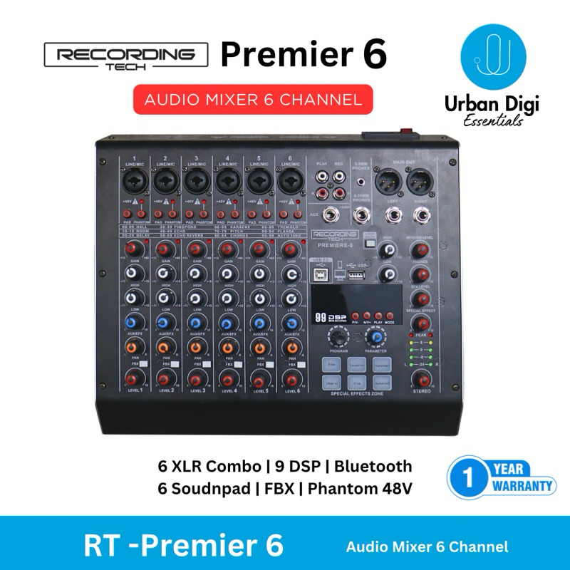Jual Recording Tech Premier 6 - Audio Mixer 6 Channel XLR Combo With ...