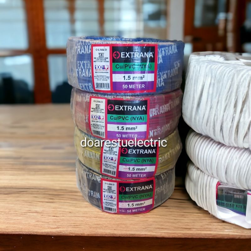 Jual Kabel Engkel kawat tunggal NYA 1,5mm Extrana (50mtr/roll) warna ...