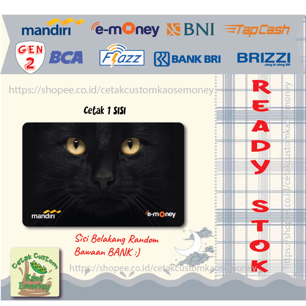 Jual KARTU E MONEY E TOLL GAMBAR HEWAN WAJAH KUCING HITAM EMONEY ...