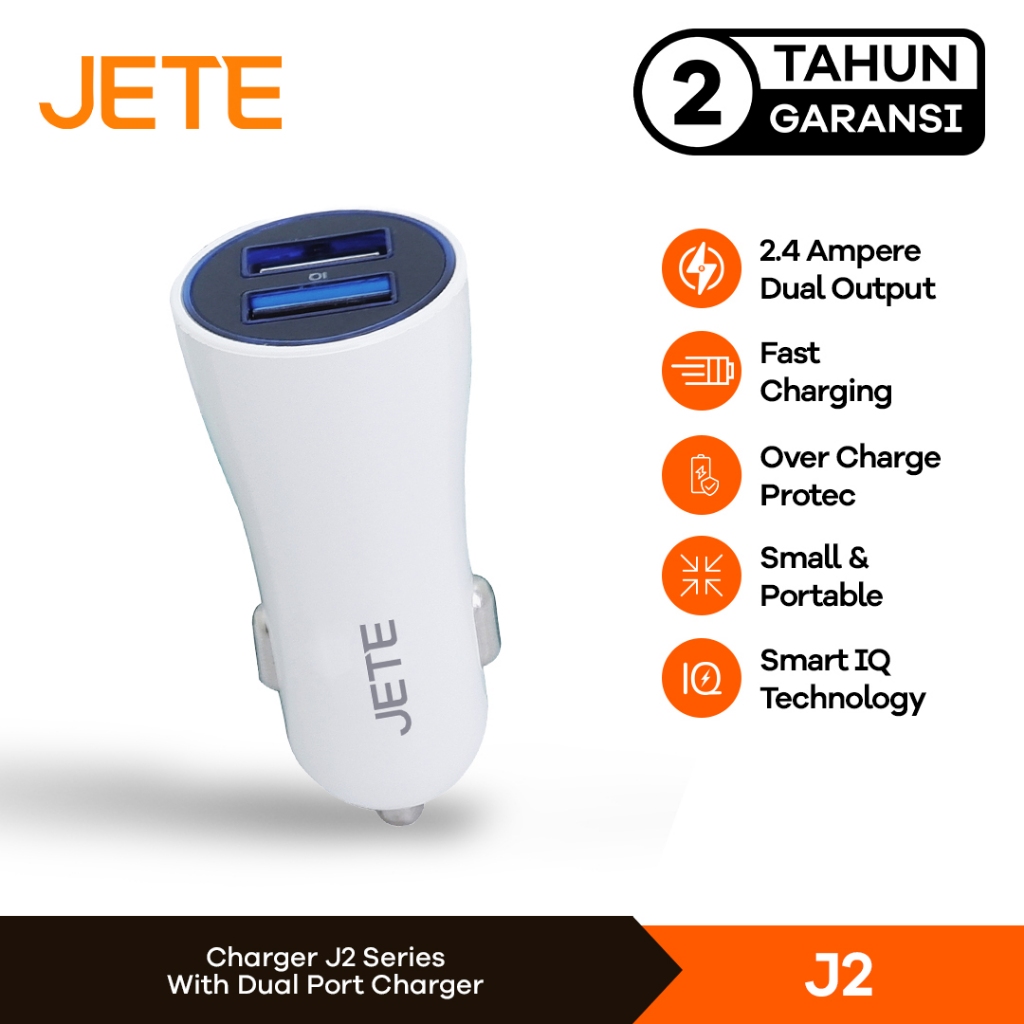 Jual JETE Charger Mobil | Car Charger Plug In JETE J2 Fast Charging 2 ...