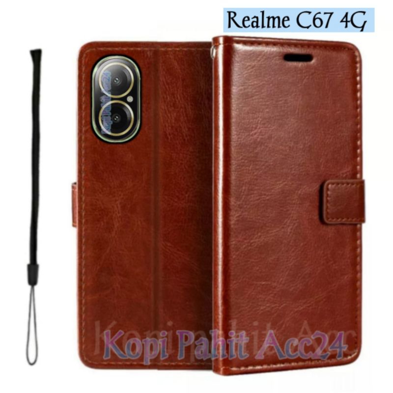 Custodia A Libro Con Portafoglio Per Oppo Realme C67 4G – Pelle PU Nera, Xinyunew - 3