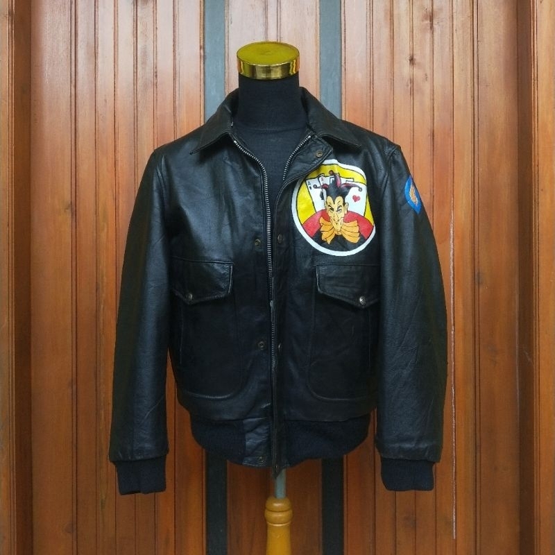 Jual jaket kulit leather bomber army pilot a2 | Shopee Indonesia