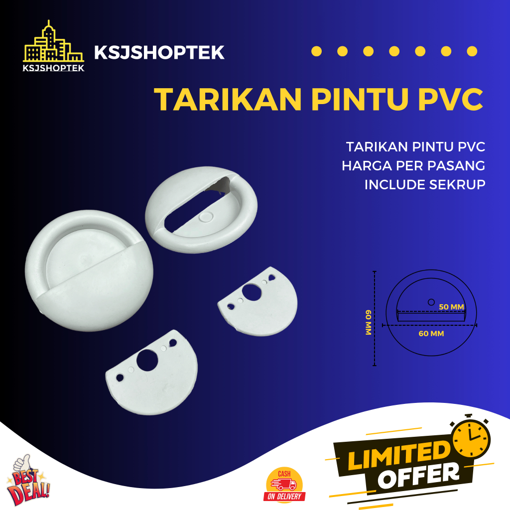 Jual TARIKAN PINTU PVC model BULAT putih 60mm | Shopee Indonesia