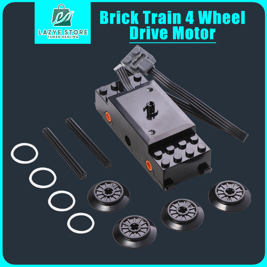 Jual Compatible Brick Train Motor 4 Wheel Set Power Function - Set Roda ...