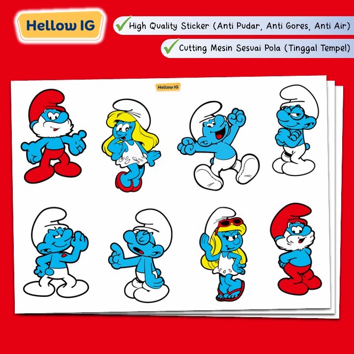 Jual STICKER PACK | STIKER SMURF SMURFS WATERPROOF ANTI AIR LUCU BOTOL ...