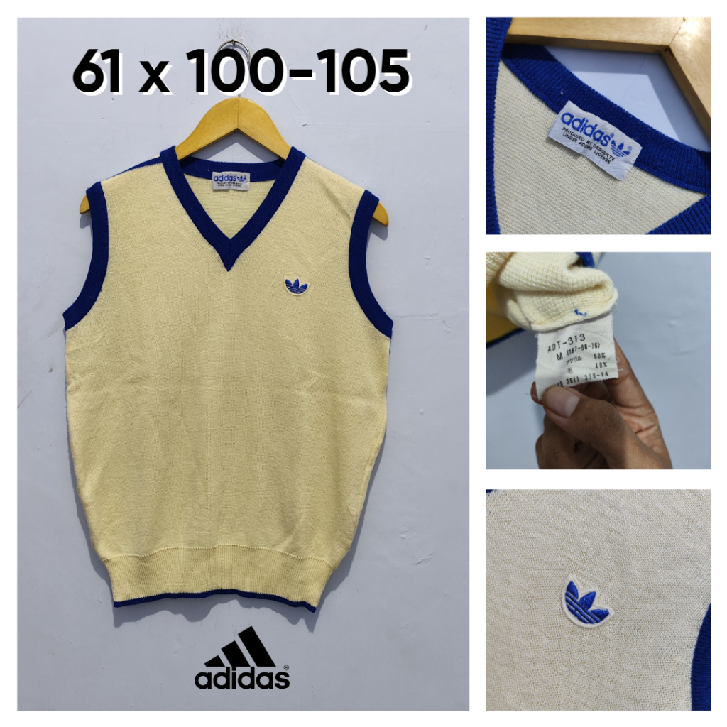 Vest Adidas Cream Lis Birel Size M Pria Wanita Atasan Outer Rompi Knit BC124